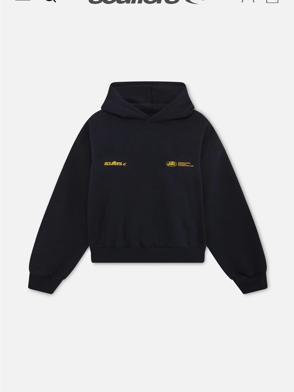 Scuffers Black Hoodie with Yellow Logo - Men